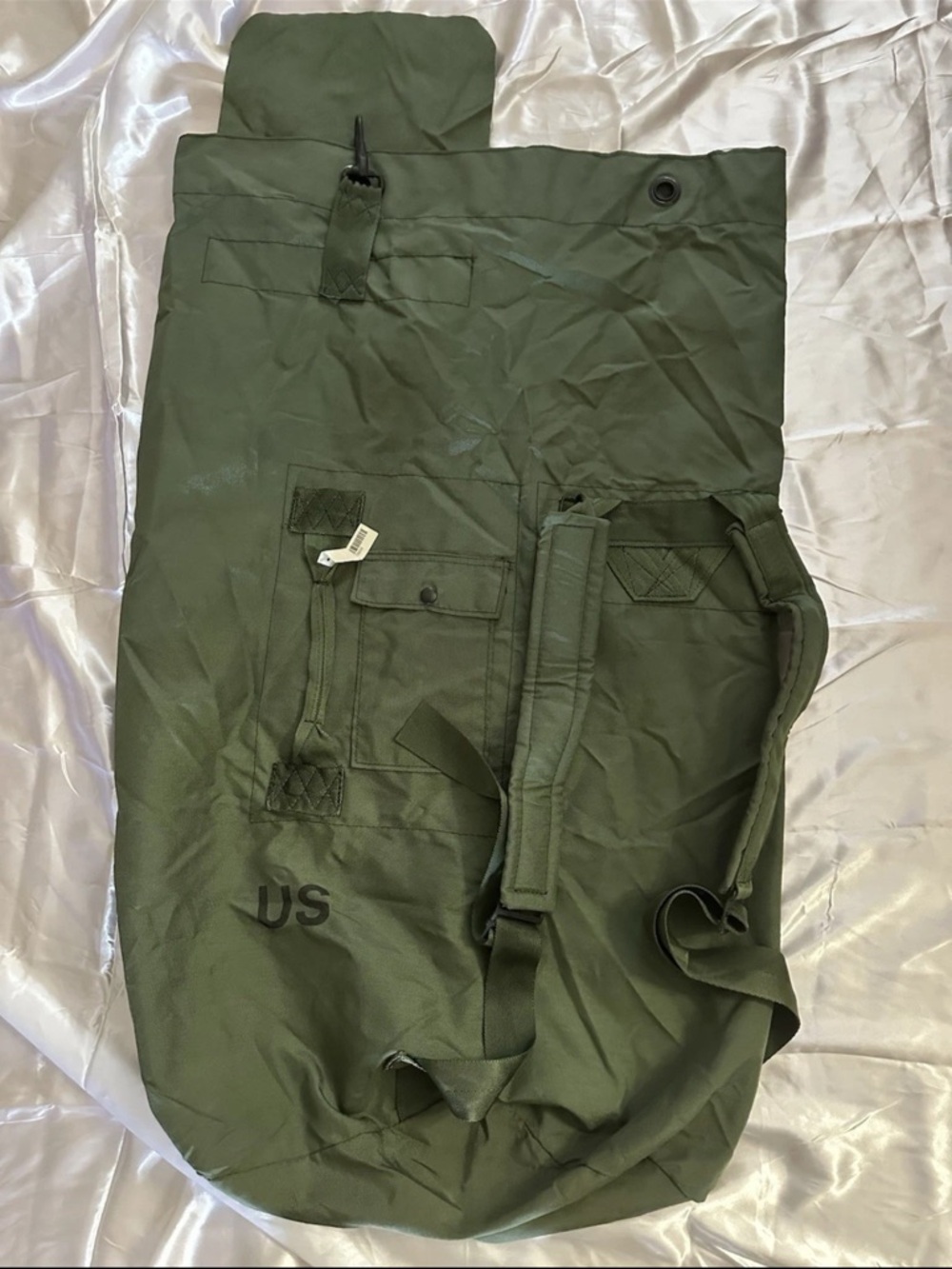 Olive Green Military-Style Canvas Duffel Bag